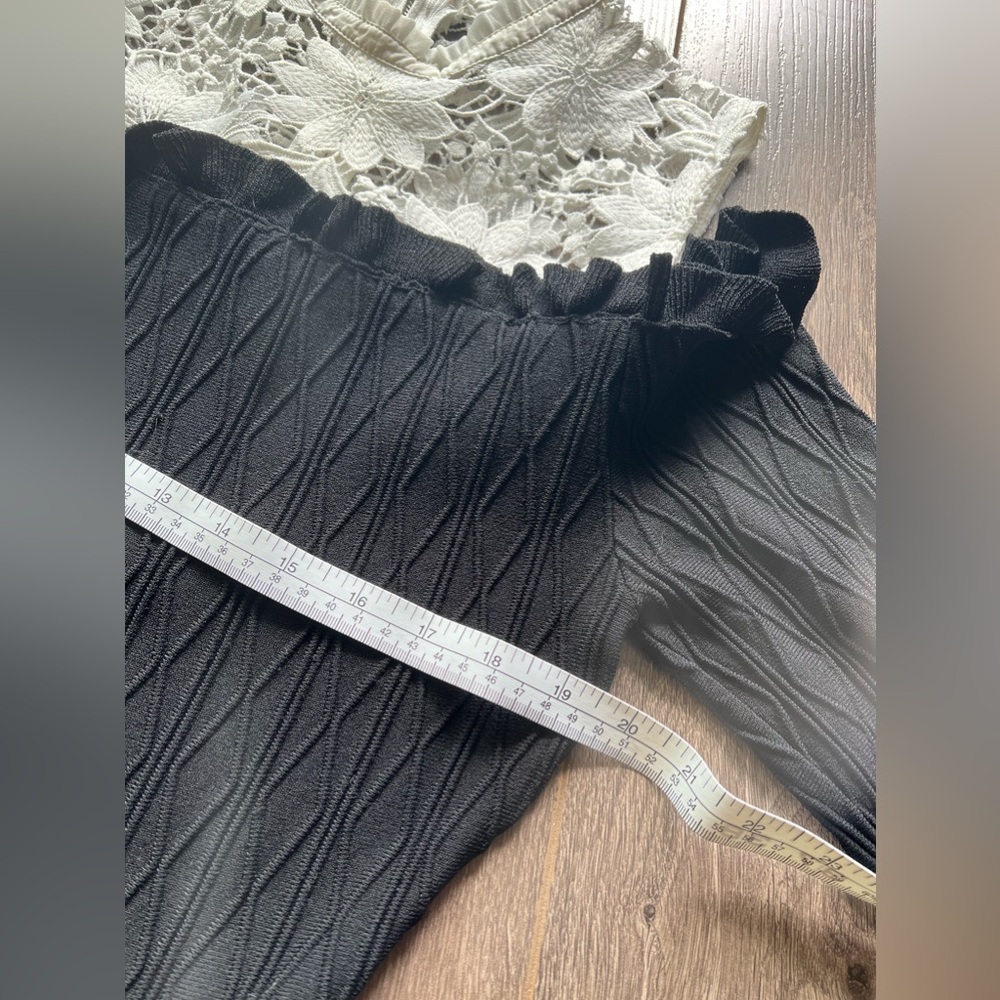 The Kooples lace collar compression knit romantic cold shoulder mini dress - Picture 11 of 16